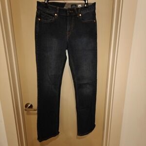 Volcom Solver Modern Straight Dark Wash Indigo Denim Jeans Mens 30 Water Aware